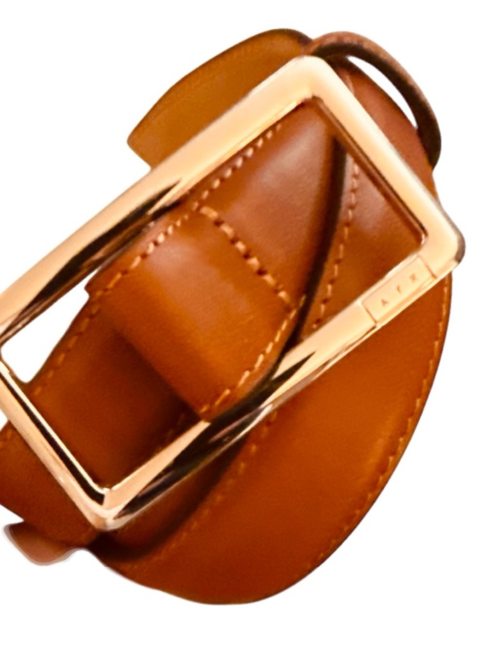 AYR Brown Leather Belt with Gold-Tone Buckle
